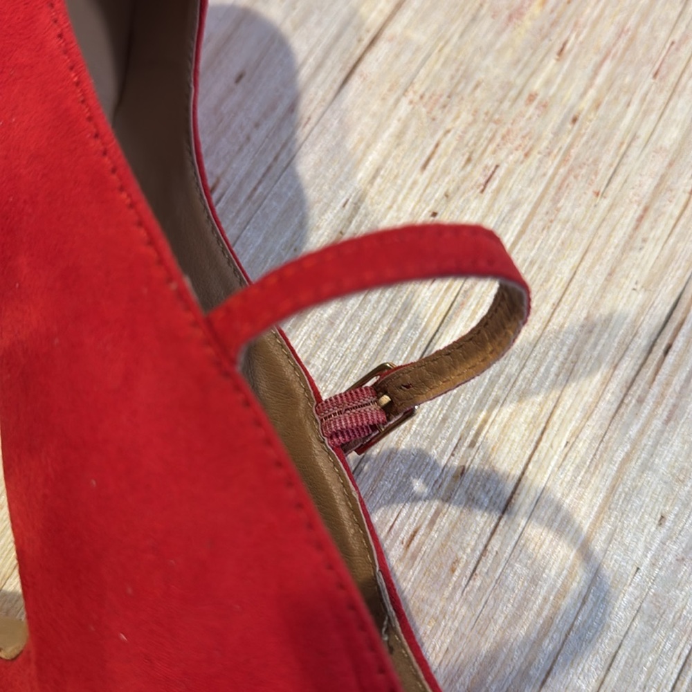 Suede Red Mary Jane Heels - Picture 15 of 15